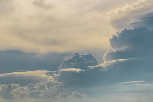 Beautiful sky with clouds background. The softness of the clouds and the brightness of the sky. Light blue background. Relaxing feeling and inspirational. copy space.