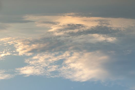 Beautiful sky with clouds background. The softness of the clouds and the brightness of the sky. Light blue background. Relaxing feeling and inspirational. copy space.