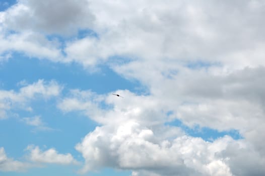 Beautiful blue sky with clouds, air nature