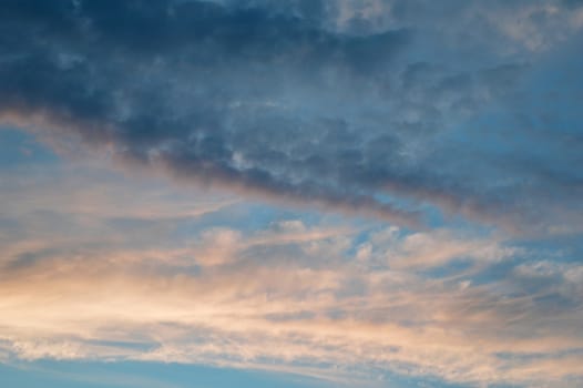 Beautiful eveing sky with clouds, air nature