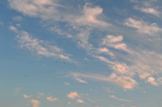 Beautiful eveing sky with clouds, air nature