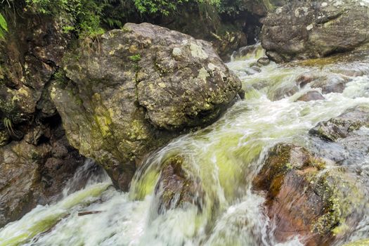 Waterfall in the rainforest jungle Sapa Valley in Lao Cai Province in Vietnam