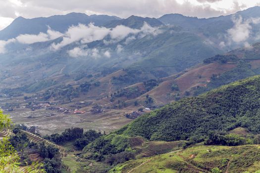 Rice field terraces Mountain view Sapa, Lao Cai Province, north-west Vietnam.