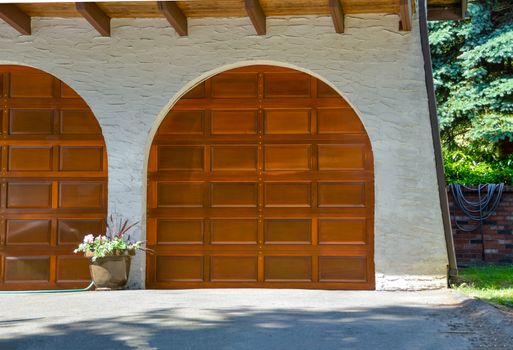 Garage wooden doors of Georgian family house