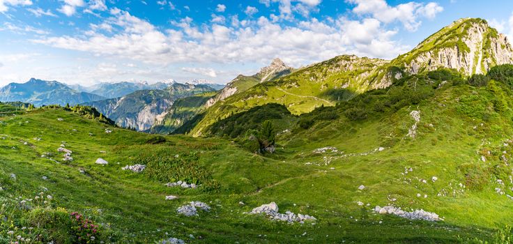 Fantastic hike in the Lechquellen Mountains in Vorarlberg Austria near Lech, Warth, Bludenz