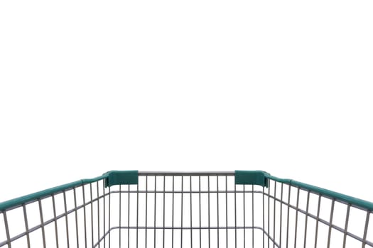Point of view, Shopping cart In the mall isolated on white background, Clipping path
