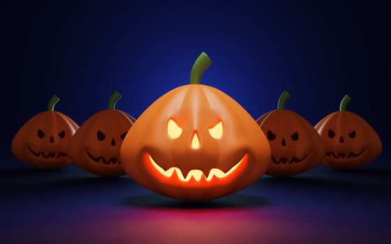 Happy halloween pumpkin background. Jack O Lantern is a carved pumpkin. 3d rendering.