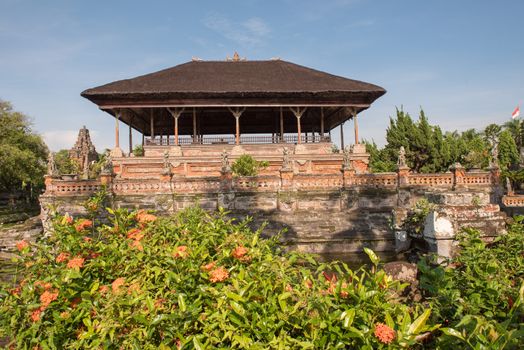 Semarapura, Bali Indonesia -- February 28, 2016. A wide angle photo of the outdoor Courts of Justice in Bali Indonesia.