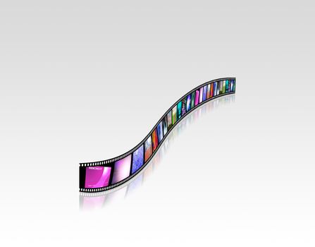 Film strip of surreal and abstract footage. 3D rendering