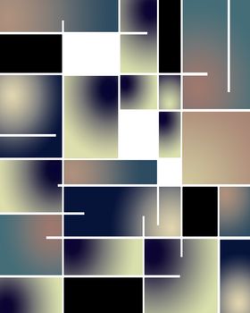 Abstract pattern in Mondrian style. Muted colors. 3D rendering