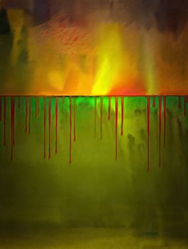 Vivid Abstract Oil Painting. Paint Drops. 3D rendering