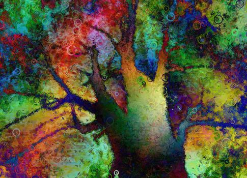 Colorful Abstract Tree. 3D rendering.