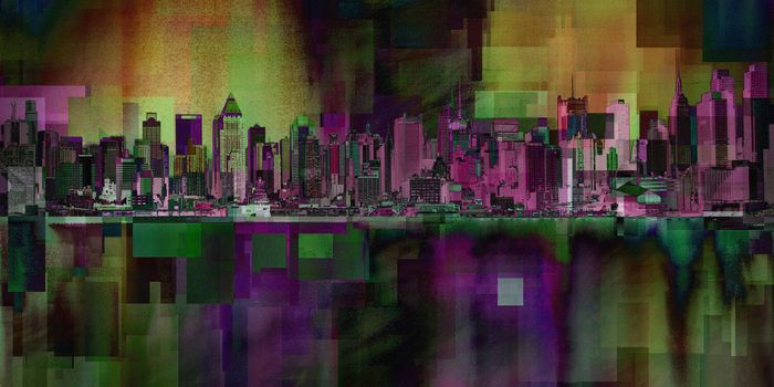 Modern art. New York cityscape. Manhattan. 3D rendering