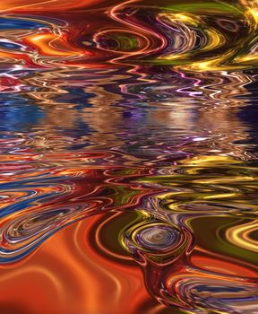 Colorful Water Ripples. 3D rendering