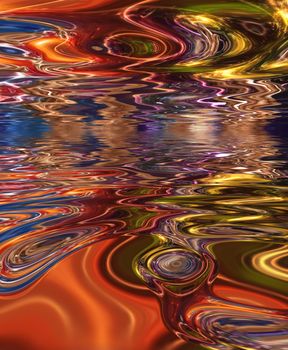 Colorful Water Ripples. 3D rendering