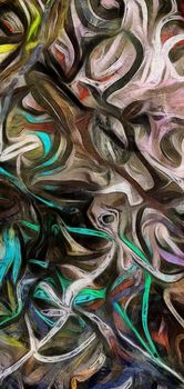 Fluid lines of color movement. Muted colors. 3D rendering.