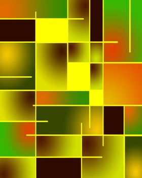 Abstract pattern in Mondrian style. 3D rendering