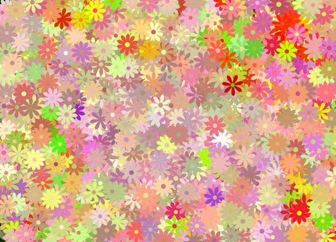 Abstract colorful daisies background. 3D rendering 