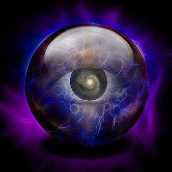 Crystal Ball with Eye and Galaxy