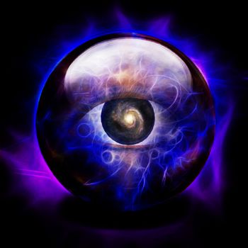 Crystal Ball with Eye and Galaxy. Canvas