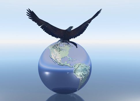 Freedom Bird. Eagle on the glass globe