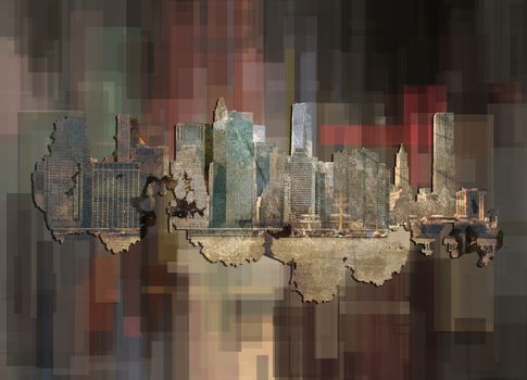 New York on abstract background.