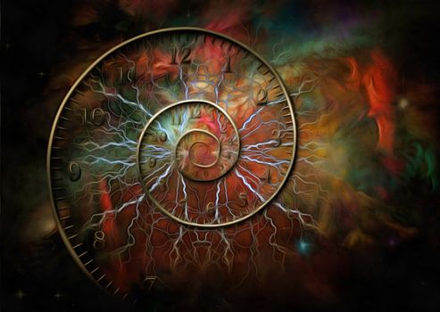 Surreal painting. Spiral of time.