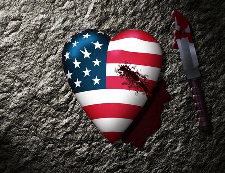 USA Heart Stabbed by Knife