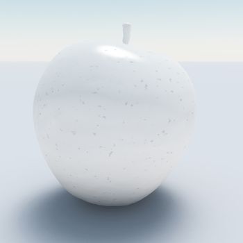3d render. Apple made of white marble.