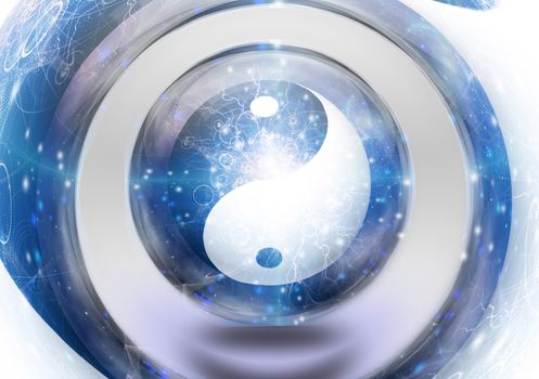Yin Yang symbol in vortex.