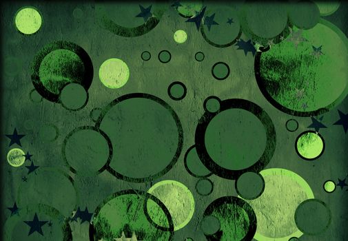 Grunge Background. Circles on green background