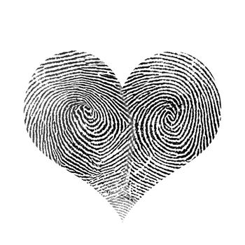 Fingerprint in heart shape