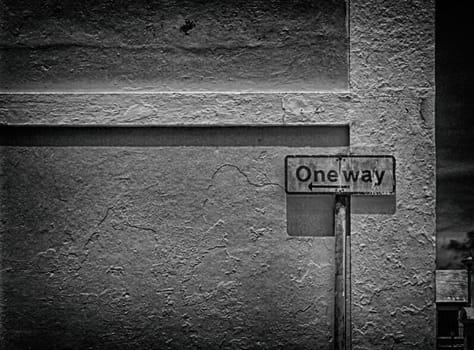 One Way Sigh on house facade