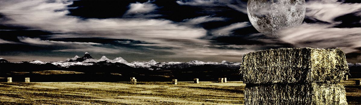 Montana Mountains and Farm