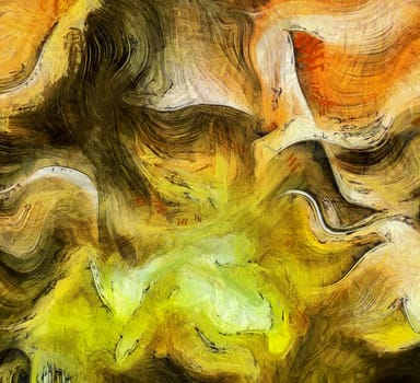 Yellow Abstract Painting. 3D rendering