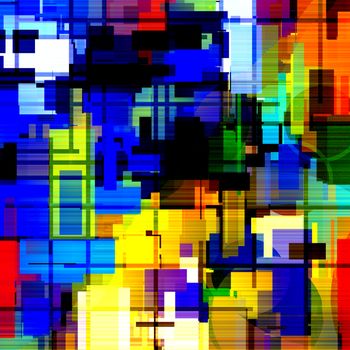 Colorful abstract pattern. Mondrian style. 3D rendering