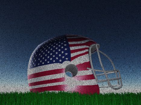 Helmet in US flag colors. Image composed entirely of words