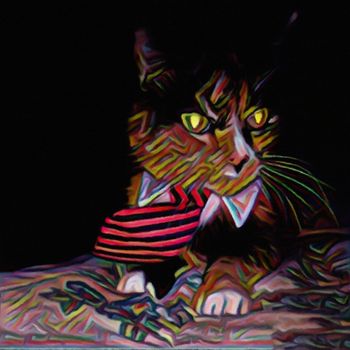 Modern art. Cat in tie.