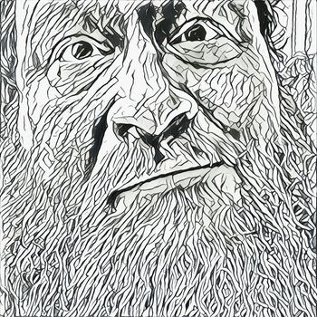 Illustration. Man face with beard. 