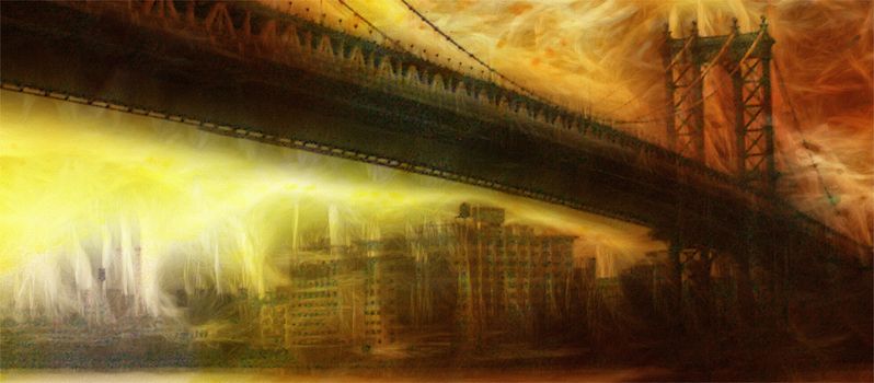 NYC Bridge Painting. 3D rendering.