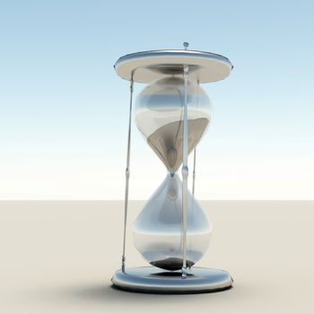 3d render. Hourglass with silver parts.