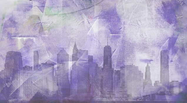 Modern art. View to Manhattan.