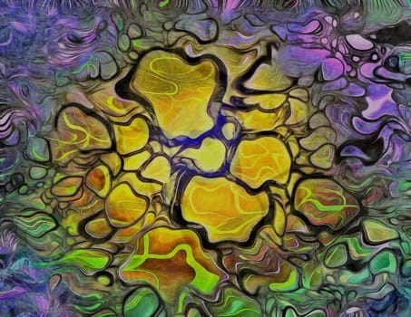 Circular Forms and Color Abstract. 3D rendering.