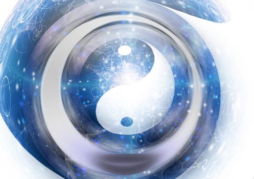 Yin Yang symbol in vortex.