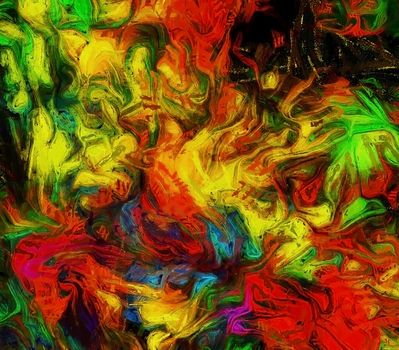 Vivid Colorful Abstract Painting. 3D rendering