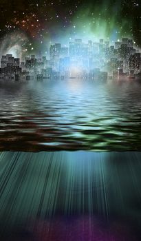 Fantasy City and Underwater Scene