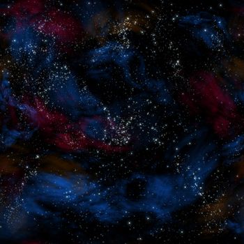 Bright stars and colorful clouds. 3D rendering