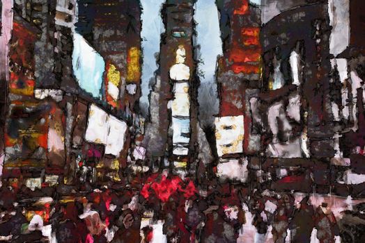 Abstract modern painting. Times Square.