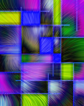 Abstract colorful pattern in Mondrian style. 3D rendering