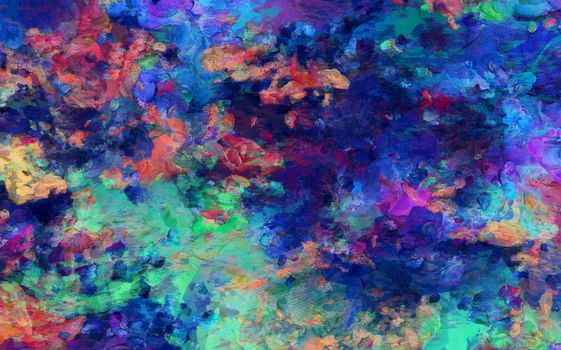 Colorful abstract painting. Brush strokes oil on canvas. 3D rendering